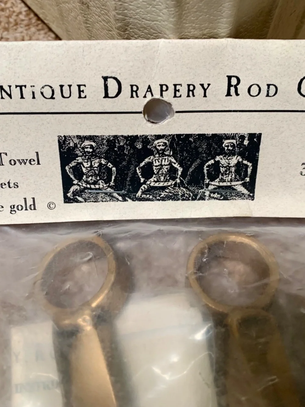 Antique Drapery Rod Co. Tube Towel brackets Antique gold